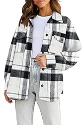 AUTOMET Womens Casual Plaid Shacket Oversized Long