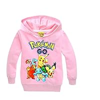 Ku-lee Boys Girls Pikachu Hoodie-Kids Cartoon Pullover Sweatshirt with Hood(2T-14 Years) Pink