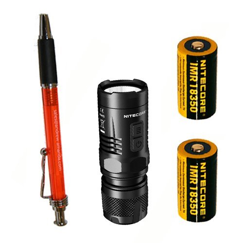 Nitecore CREE XML2 900 lm LED Flashlight Secondary Red with 18350 Battery, Black, Left/Right