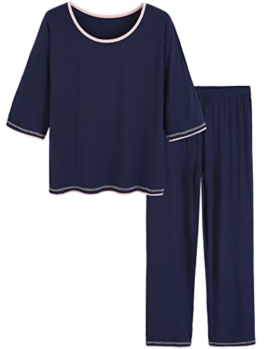 Women's 3/4 Sleeve Scoop Neck Pajama Set