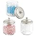 mDesign Glass Bathroom Vanity Storage Organizer Canisters Jars for Cotton Balls, Swabs, Makeup Sponges, Bath Salts, Hair Ties, Jewelry - 3 Pack - Clear/Satin