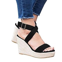 Womens Cross Strap Wedge Sandals Espadrille
