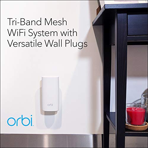 NETGEAR Orbi Tri-band Whole Home Mesh WiFi System with Wall Plugs (RBK33) - Discontinued by Manufacturer