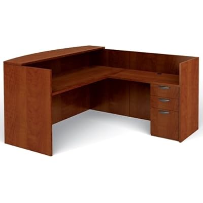 Offices To Go OTGLAYOUTJADCL Reception Desk Center, Desk, Return, File, 42"H x 78-3/4"W x 71"L, American Dark Cherry