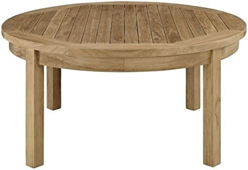 Hawthorne Collections Outdoor Teak Round Coffee Table in Natural