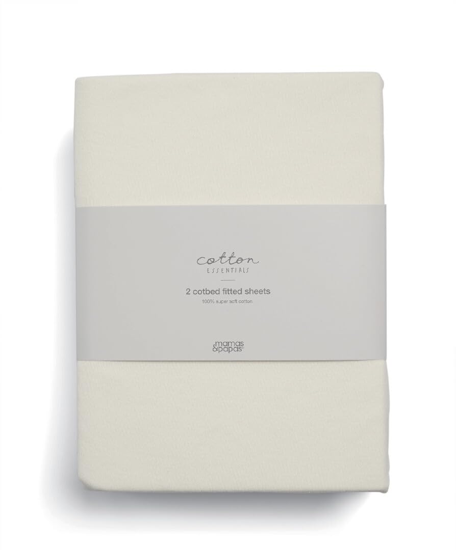Mamas & Papas 2 Pack Cot/Bed Fitted Sheets, Cream