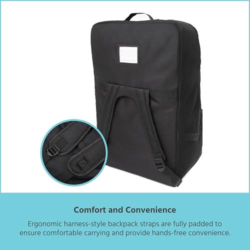 J.L. Childress Padded Backpack Car Seat Bag - Travel Bag for Airplane, Fits Most Baby & Infant Car Seats, Boosters, & Carriers, Airport Accessories for Gate Check or Baggage Check - Ultimate, Black