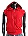 BCPOLO Men's Casual Zip-Hoodie Vest Cotton Sleeveless Zip up Hoodie Vest-red XS