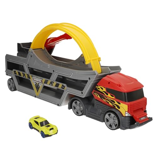 ColorBaby Teamsterz Camión Lanzador de Coches, Pista con looping, Rampa Ajustable, Incluye 1 Coche metálico, Capacidad para 14 Coches, Juguete Interactivo, Funciona sin Pilas, Desde 3 años (39495)