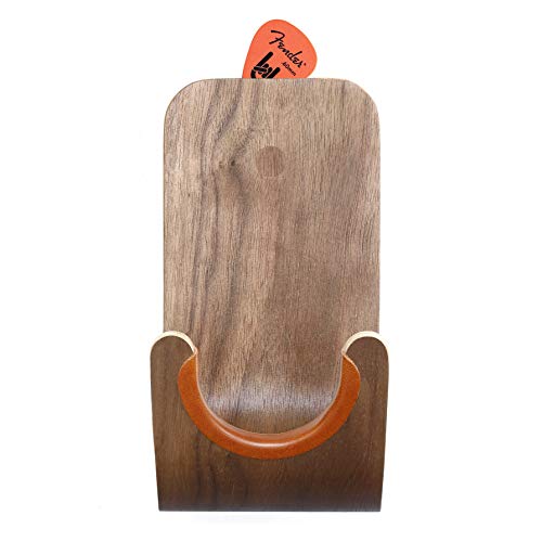 Plywood Guitar Wall Mount Holder with pick slot on top, Modern and unique Design Guitar Hanger for Bass Acoustic Electric Guitars Ukulele Folk Violin Mandolin Banjo Stand (Black Walnut)