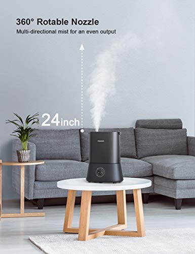 Homech Ultrasonic Cool Mist Humidifier for Bedrooom, 4L/1.06 Gallon Wide Opening, 360Â° Nozzle, Waterless Auto Shut-Off (Dark Space Gray)