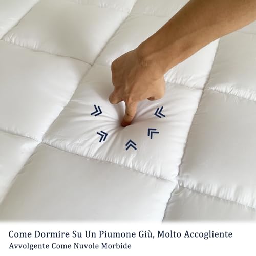 Bedecor Double Mattress Topper 160 x 200 cm, Soft, Breathable, Enhance Mattress, Topper for Sofa Bed, Improve Sleep Comfort, Double Mattress Cover Padded in Polyester