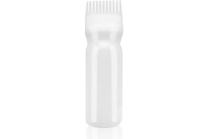 Artifresco Hair Oiling Applicator, Root Comb Applicator Bottle with Graduated Scale 6 Ounce Oil Applicator for Hair Dye Hair Root Comb Color for Scalp Treatment Essential White