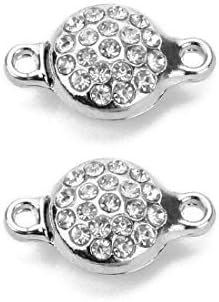 5 Pcs Crystal Magnetic Clasps Magnetic Bead Clasps for DIY Bracelet Necklace Making（Rhodium)