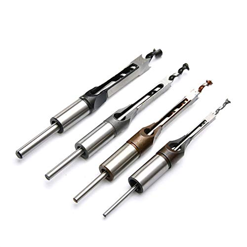 4pc HSS Woodworking Square Hole Drill Bit Mortising Chisel Set Mortiser Drill Bit for DIY Woodworking Tools HRC 48~50