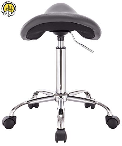 DevLon NorthWest Professional Saddle Stool Series Hydraulic Swivel Comfortable Ergonomic with Heavy Duty Metal Base for Clinic Dentist Spa Massage Salons Studio (GRAY)