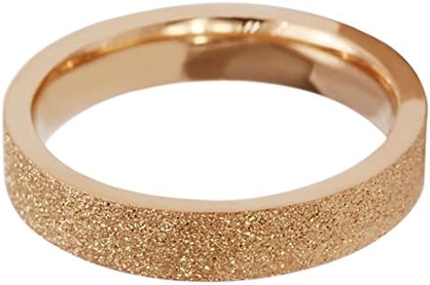 Bishilin Women's Stainless Steel Plated 18k Gold Rings Sandblast Finished Rose Golden 4MM Size 6