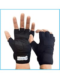 Manibus - Guantes de gimnasio de medio dedo con soporte de muñeca para hombres y mujeres, guantes de agarre extra antideslizantes y protección completa, reduce el  o y ampollas, ideal para todas las actividades de fitness y entrenamiento