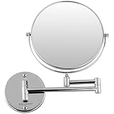 Excelvan 10x Magnification 8 Inch Double-Sided Swivel Wall Mount Makeup Mirror, 12 Inch Extension, Polished Chrome Finished