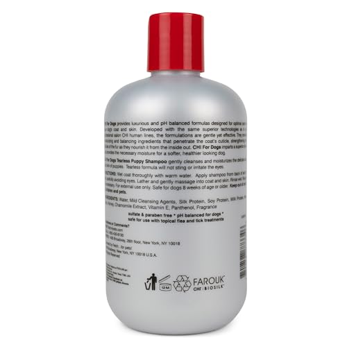 CHI FOR DOGS TEARLESS PUPPY SHAMPOO FOR DOGS, 16 OZ | BEST GENTLE TEARLESS PUPPY SHAMPOO | SULFATE & PARABEN FREE, PH BALANCED FOR DOGS, MADE IN USA