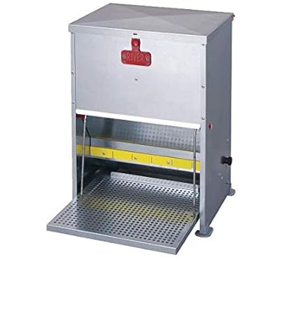 HORIZONT Hühnerfutterautomat mit Trittklappe (aus verzinktem Blech)