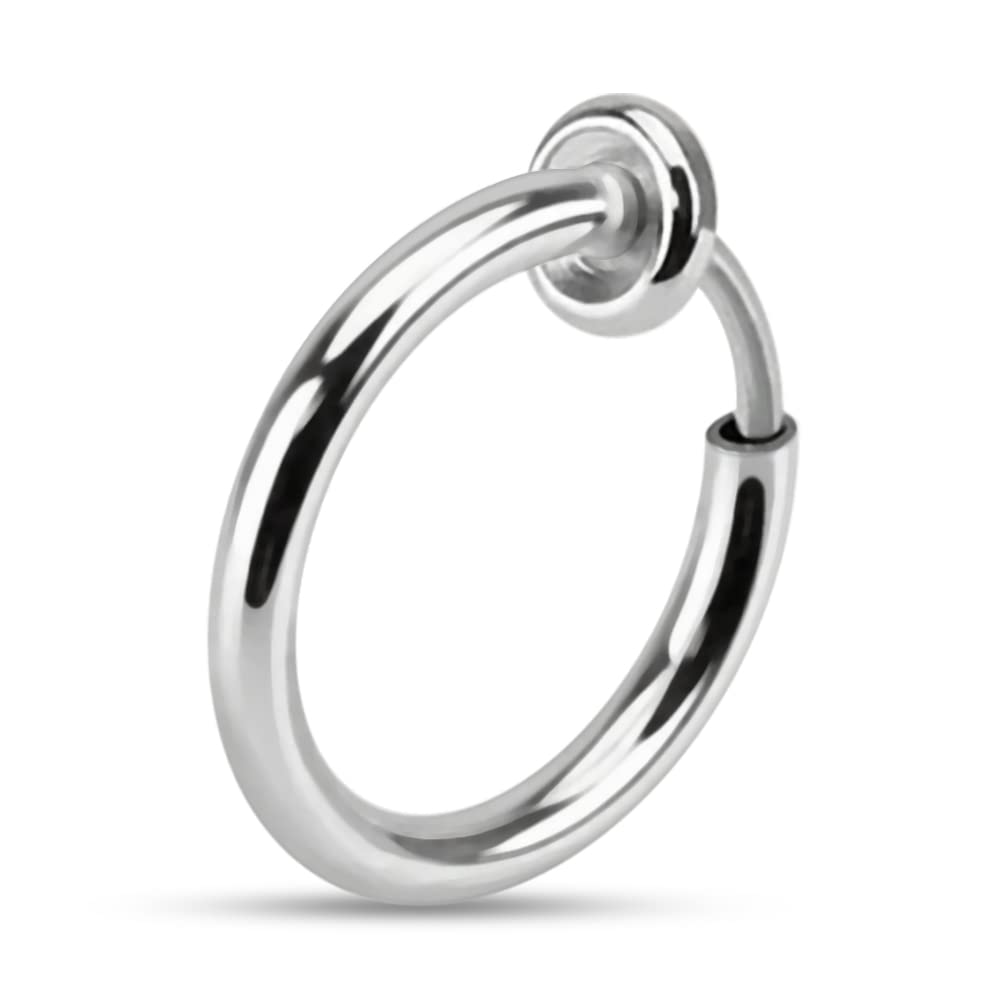 AZARIO London 10MM Diameter - 16 Gauge 316L Surgical Steel Spring Action Fake Nose Piercing Ring