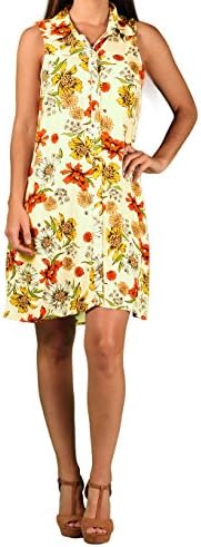 Paperdoll Junior Floral Print Sleeveless Dress, Yellow, Size Large