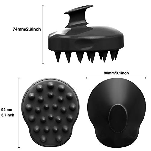 Hair Scalp Massager Shampoo Brush, MATOW Silicone Scalp Massage Brush Scalp Care Comb for Men, Women and Pet (BLACK) - Thumbnail 3