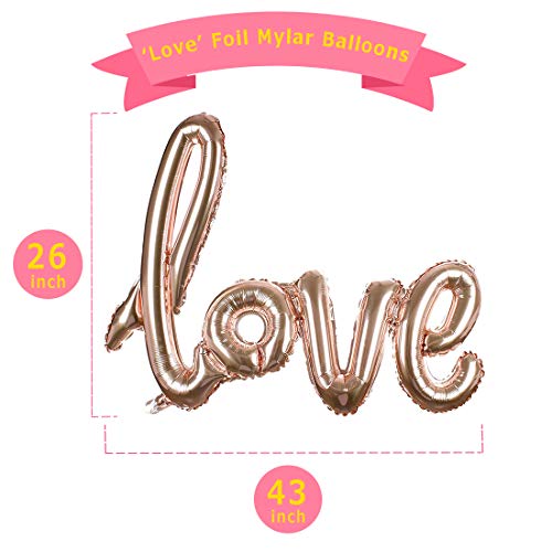 Decorations Kit Party Supplies - Sweet Gold Pink White Love and Heart Balloons Heart Banner Decoration Photo Background for Anniversary Wedding Birthday Baby Shower Celebrations and Party Supplies - Thumbnail 4