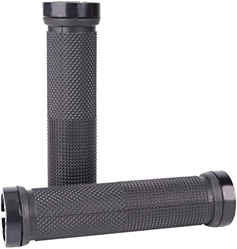 VOANZO Bicycle Handlebar Grip Double Lock Straight Rubber Handle Protector Grip Non-Slip Mountain Road Bike Grips (Black)