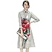 Itopfox Women 3/4 Sleeve Print Chinese Collar Qipao Cheongsam Midi Dress