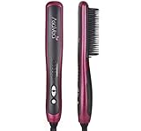 AsaVea Hair Straightening Brush 2, Anti-scald Patented Design, PTC Heating Technology, 30 Mins Auto Shut Off, Great Styler At Home, Red/Black