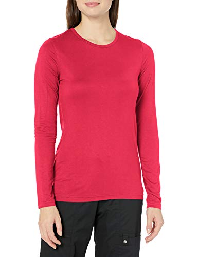 WonderWink Women's Scrubs Silky Long-Sleeve T-Shirt, Red, 2X-Large