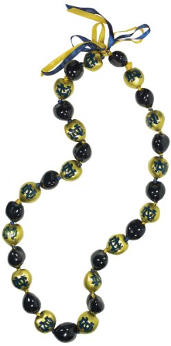 NCAA Notre Dame Fighting Irish Kukui Nut Lei Necklace with ND Logo, Blue/Gold