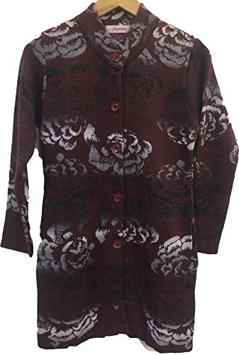 woolly women's and girls floral designed coat with pockets for winter-rs1911coat
