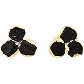 Gempires Genuine Gemstone Stud Earrings for Women | Amethyst Peridot Ruby Black Tourmaline | 14k Gold Plated Hypoallergenic Bezel Set Minimal Studs | Handmade Everyday Elegant Jewelry Gift