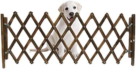 TUANMEIFADONGJI Dog Fence Pet Gate Retractable Sliding Door Children's Playpen Natural Fir Carbonized Expandable Wooden Free Standing Pet Guard Fence