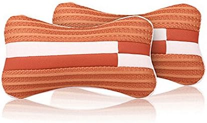 Keishun JZ322 yellow color leather car neck pillow garment fabric car seat pillow neck support two pieces