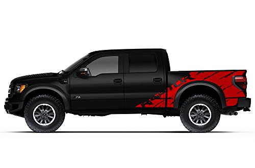 Factory Crafts Ford F-150 Raptor SVT 2010-2014 Crew Cab Standard Bed Raptor Shreds V2 Graphics Kit 3M Vinyl Decal Wrap - Dark Red