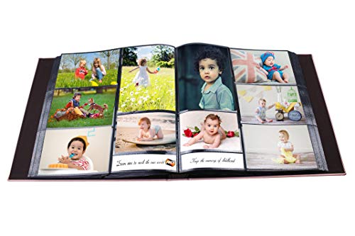 ZOVIEW 600 Horizontal and Vertical Pockets Photo Album, Leather Cover, slots album, Sewn Bonded Leather Albums, memo Album, Holds 3.5x5, 4x6, 5x7 photos,Large Capacity Deluxe (Black, Large)