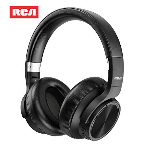 RCA [Upgraded] Active Noise Canceling Headphones, Over Ear Wireless Bluetooth Headset with CVC 6.0 Microphone, 30Hrs Playtime, Foldable Soft Protein Earpads Earphones for Travel Work TV PC Phone