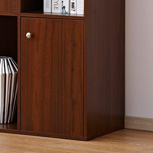image for DlandHome Bookcase, 2-Door & 2-Cube, Modern Floor Utility Storage Cabi