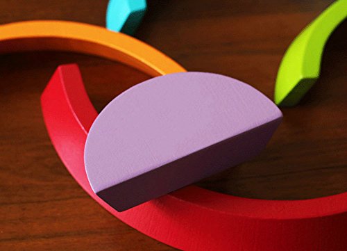 image for PojoTech Wooden Rainbow Stacking Game Learning Toy Geometry Building B