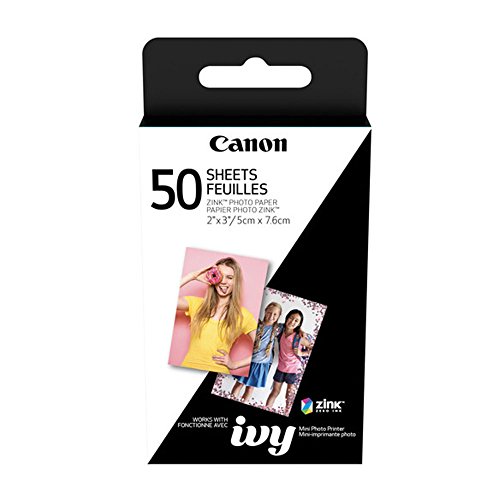 Canon Ivy Mini Mobile Photo Printer (Rose Gold) - Zink Zero Ink Printing Technology - Wireless/Bluetooth + Canon 2 x 3 Zink Photo Paper Pack (50 Sheets) + Photo4Less Cleaning Cloth - Deluxe Bundle