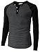 H2H Men's Slim Fit Casual Henley Long Sleeve Baseball Jersey Knit Shirt CHARCOALBLACK US L/Asia XL (CMTTL077)