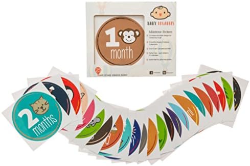 Baby Monthly Milestone Stickers for boy or Girl - (25 Pack) Newborns or Infants - Premium First Year Monthly Keepsake Stickers - 0 to 12 Month Belly Stickers with Holidays. Perfect Baby Shower Gift.
