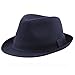The Hat Depot Unisex Cotton Twill Herringbone Fedora Hat (S/M, Navy)