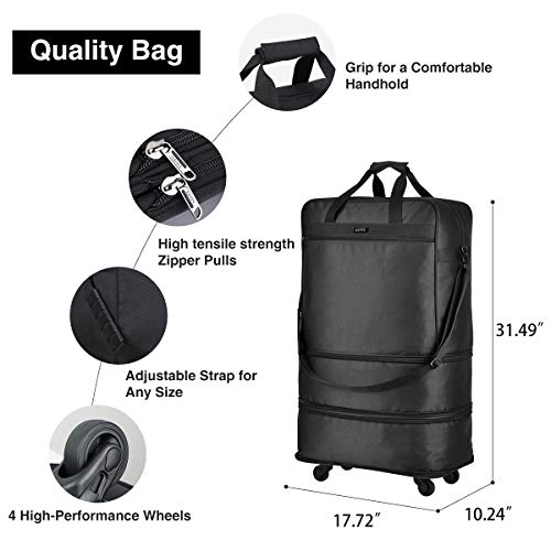 Hanke Expandable Foldable Luggage Suitcase Ripstop Rolling Travel Bag