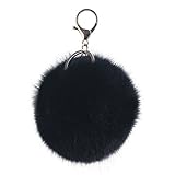 niceEshop(TM) Novelty Rabbit Fur Ball Charm Key Chain for Car Key Ring or Bag