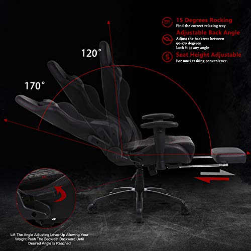 Dowinx Gaming Chair Ergonomic Racing Style Recliner with Massage Lumbar